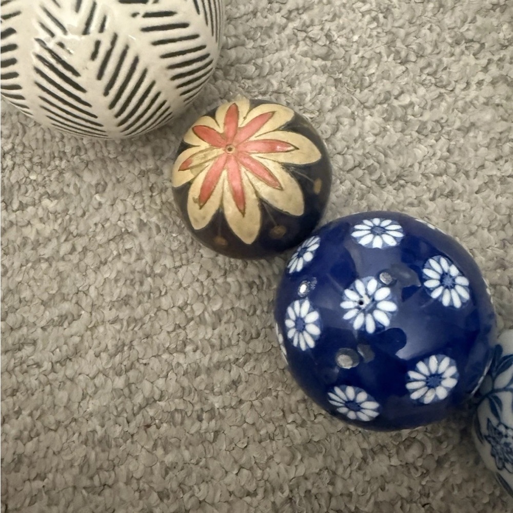 Decorative Ceramic Sphere Set - Blue, White, and Multicolor - Picture 7 of 7